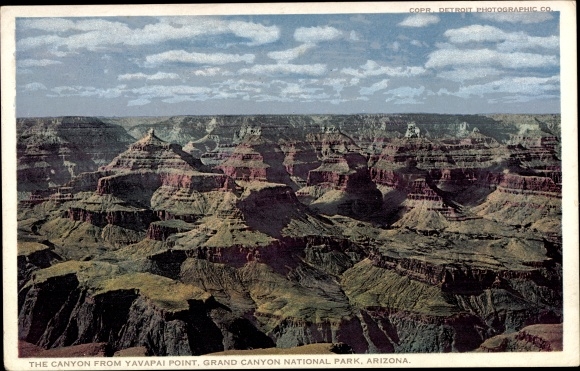 Postcard Grand Canyon Arizona United States, View from Yavapai Point