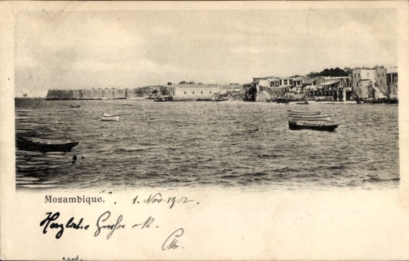 Postcard Mozambique, city seen from the water