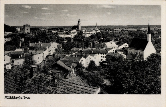 Photo of Mühldorf am Inn, Upper Bavaria, city view: towers, roofs, landscape