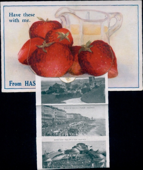 Leporello Postcard Hastings East Sussex England, Bandstand, Pavilion, Beach, Carlisle Parade