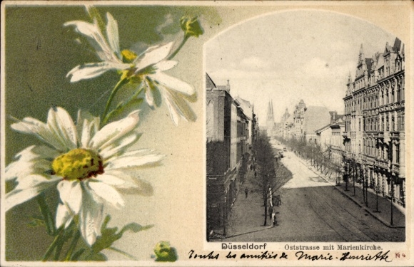 Passepartout Postcard Düsseldorf am Rhein, Oststraße, Marienkirche