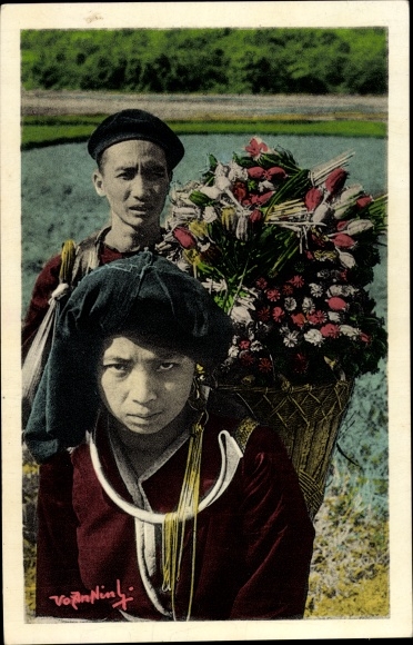 Postcard Xieng Khouang Laos, female Meo