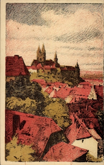 Artist Postcard Barth, A., Meissen on the Elbe, general view