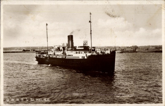 Postcard ferry boat Saint Helier, Channel Island of Jersey