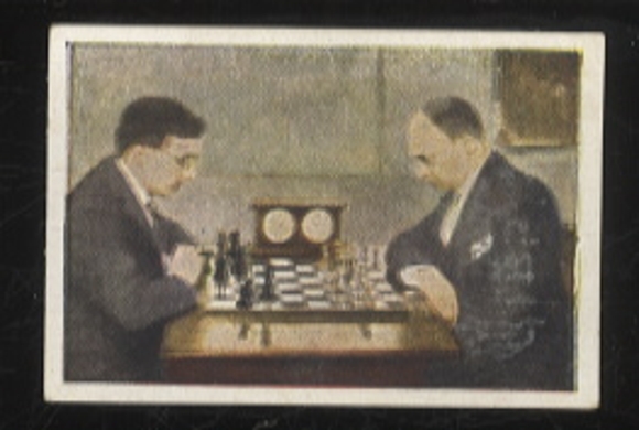 Josetti Cigarettes Berlin collectible card, Famous Chess Players, C. Torre and Dr. Tartakover, 6 x 4 cm