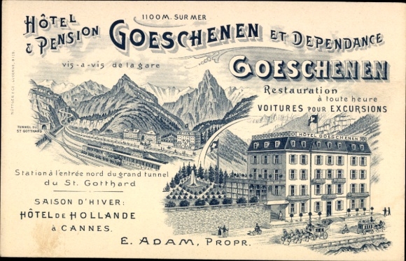 Chromo-Litho Göschenen, canton d'Uri, Hotel et Pension Goeschen et Dependance