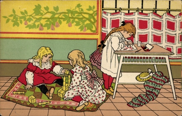 Postcard playing children