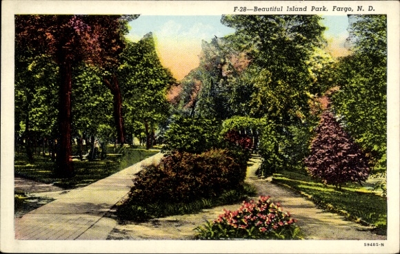 Postcard Fargo North Dakota USA, Beautiful Island Park