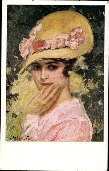 Artist AK Woman with Hat, portrait