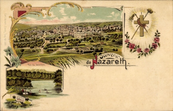 Chromo-Litho Nazaret Nazareth Israel, general view