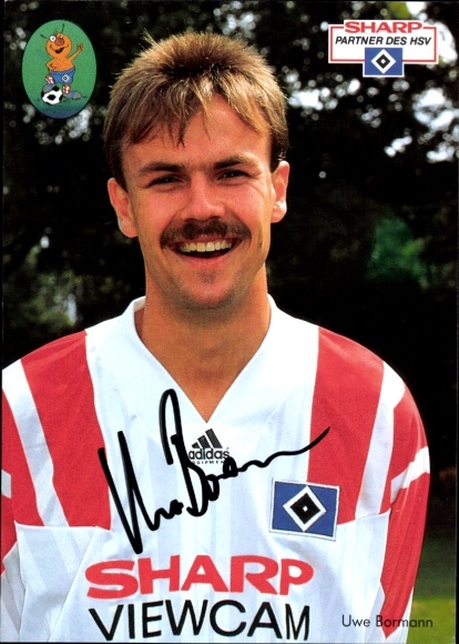 Autograph card of footballer Uwe Bormann, Hamburger SV