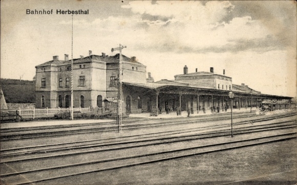 Postcard Herbesthal Lontzen Wallonien Liège, station, track view
