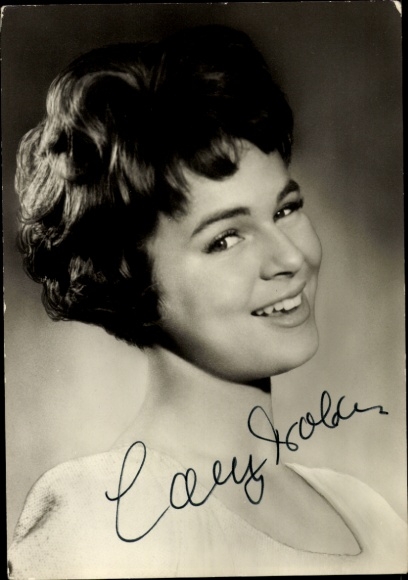 Actress and singer Conny Froboess, portrait, autograph