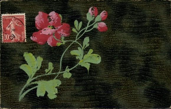 Hand-painted AK red flowers