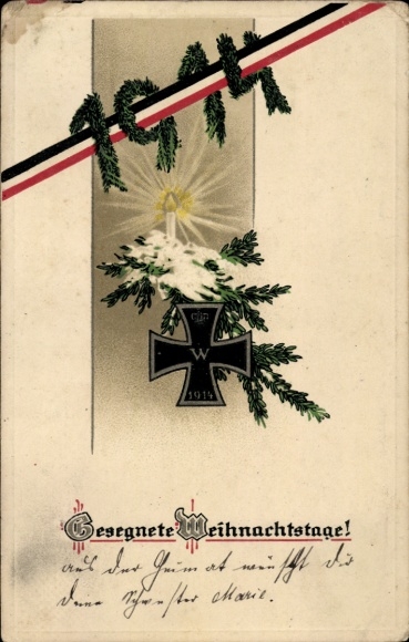 Coined commemorative piece, Christmas greetings, Iron Cross on a Christmas tree, 1914