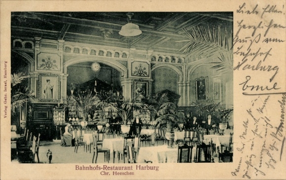 Postcard Hamburg Harburg, Bahnhofs-Restaurant