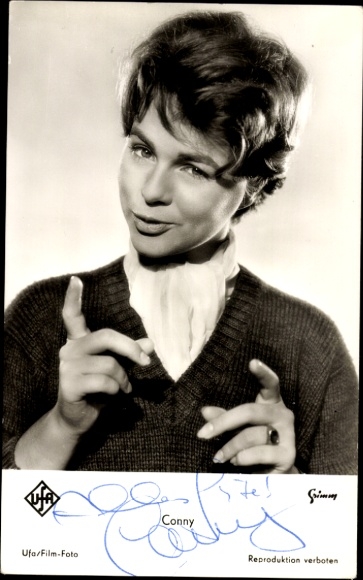 Actress and singer Conny Froboess, portrait, autograph