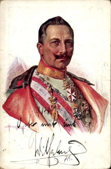 Artist: Postcard Kaiser Wilhelm II., Portrait, Uniform Coat, Orders, Imperial and Royal War Welfare Office