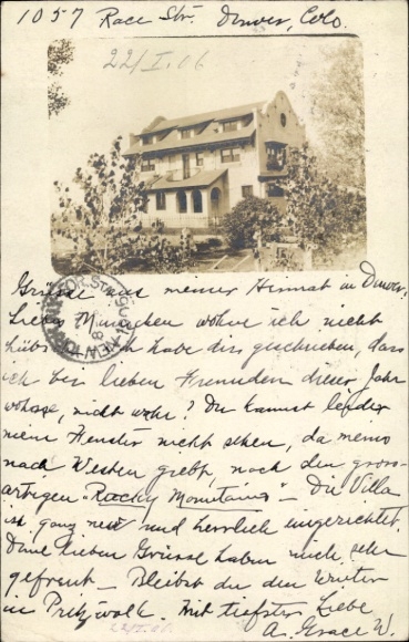 Photo Postcard Denver Colorado USA, residential building 1057 Race Street