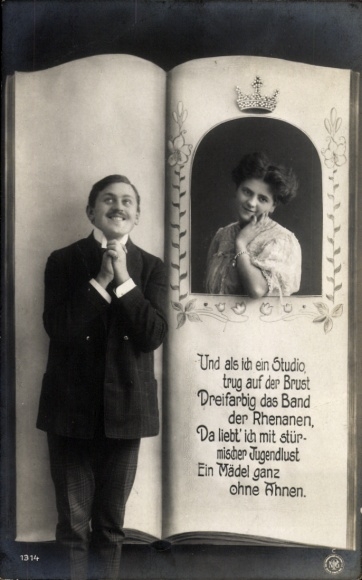 Postcard Verliebter Student, Als ich ein Studio, das Band der Rhenanen, Ein Män ganz ohne Ahnen