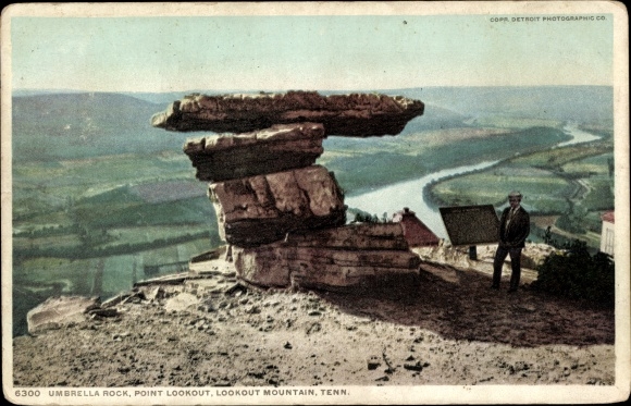 Postcard Tennessee USA, Umbrella Rock at Point Lookout Mountain