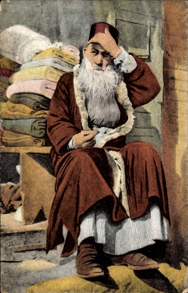 Judaika Postcard Thessaloniki Greece, Marchand Juif, Jewish merchant