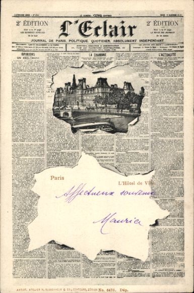 Newspaper PC Paris IV, the town hall, newspaper le Eclair