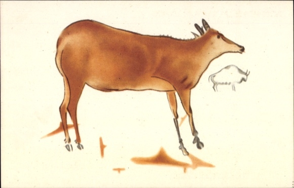 Artist Postcard Santander, Cantabria, Spain, Patronato de la Cuevas de Altamira, cave drawing