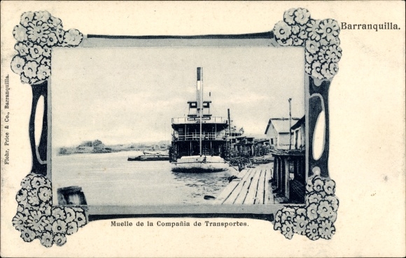 Postcard Barranquilla Colombia, Muelle de la Compania de Transportes