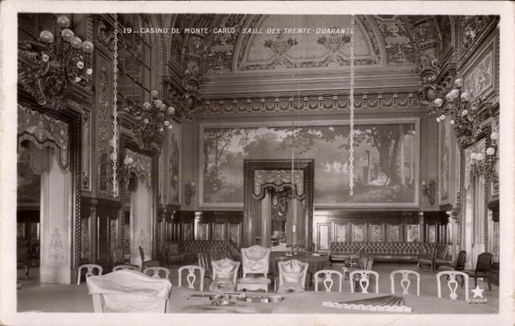 Postcard Monte Carlo Monaco, Casino de Salle des Trente-Duarante, elegant interior view