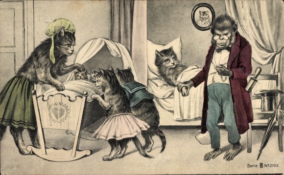 Artist Ak: Anthropomorphized cats, monkey as doctor