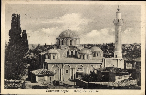 Postcard Constantinople Istanbul Türkiye, Kharić Mosque, domes, minaret