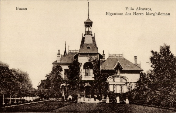 Postcard Buzău Busäu Romania, Villa Albatros, property of Mr. Marghiloman