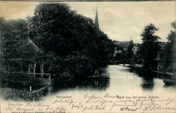 Hamburg Bergedorf, view from the new bridge towards the town