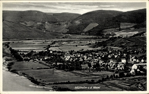 Mülheim an der Mosel, landscape view, river, hills, houses, Mülheim an der Mosel
