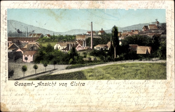 Golden Windows illuminated window Postcard Elstra in Upper Lusatia Saxony, general view