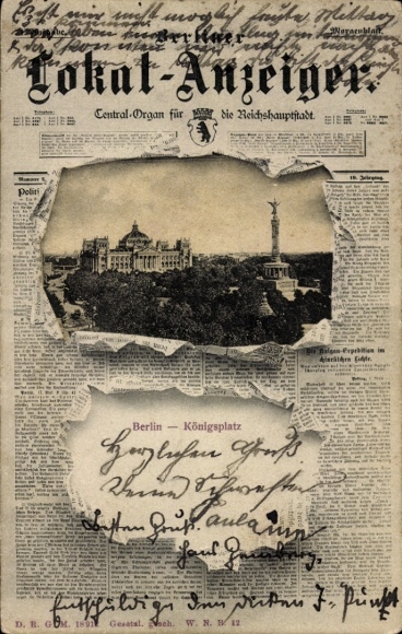 Newspaper PC Berlin Tiergarten, Königsplatz, Reichstag building, Victory Column
