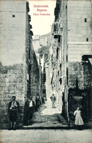 Postcard Dubrovnik Croatia, Ragusa, Ulica Fratarska, street view