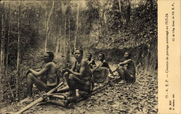 French Equatorial Africa, African porters, 1925-26
