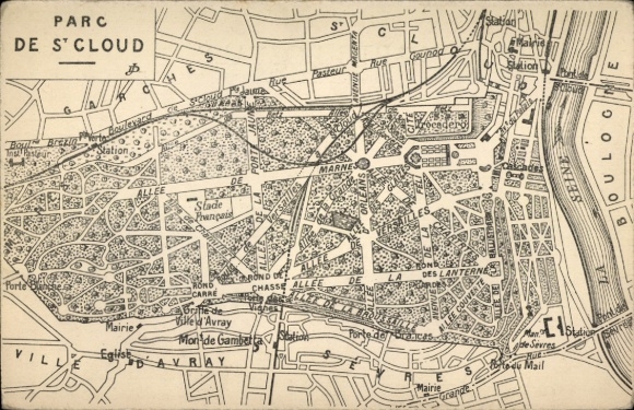 City map Postcard Saint Cloud Hauts de Seine, Parc de Saint Cloud