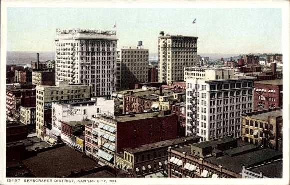 Postcard Kansas City Kansas USA, Skyscaper District