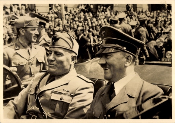 Postcard Adolf Hitler, Benito Mussolini, Historische Begegnung in ...