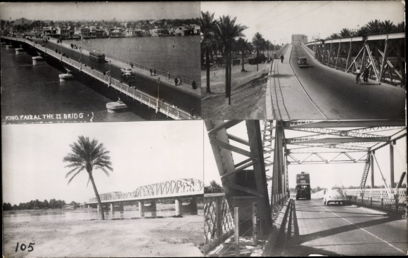 Photo Postcard Baghdad Iraq, King Faizal II Bridge, Bridge, City View