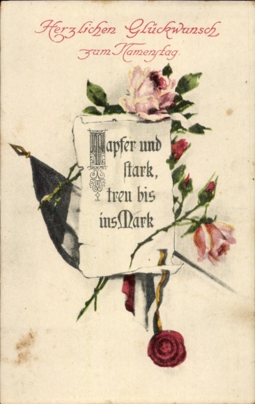 Congratulations on your name day, roses, flag