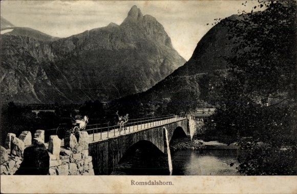 Postcard Norway, Sogge Bridge, Romsdalshorn