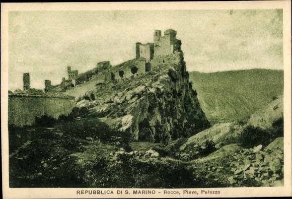 Postcard San Marino, Rocca, Pleve, Palace