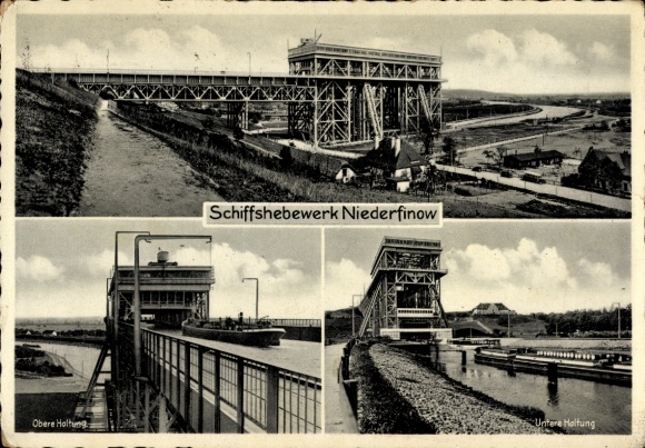 Postcard Niederfinow in Barnim, ship lift, upper level