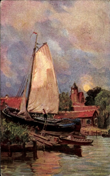 Artist Postcard At the Water's Edge, Sailboat