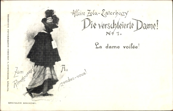 Artist Postcard The Veiled Lady, Affaire Zola Esterhazy, To the Rendezvous