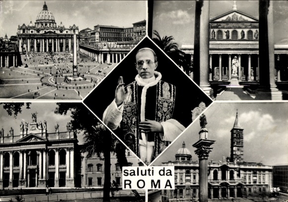 Postcard Vatican Rome Lazio, portrait Pope Pius XII, Vatican